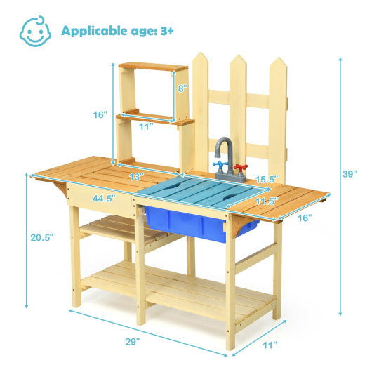 Kid s Outdoor Wooden Pretend Cook Kitchen Playset Toy For Cheap