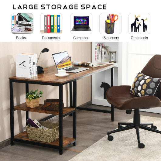 47  55  Computer Desk Office Study Table Workstation Home with Adjustable Shelf Rustic Brown-M on Sale