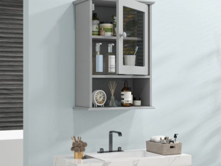 Bathroom Wall Mounted Adjustable Hanging Storage Medicine Cabinet-Gray Discount