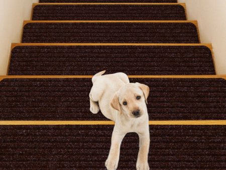 15 Pieces 30 x 8 Inch Slip Resistant Soft Stair Treads Carpet-Brown Online