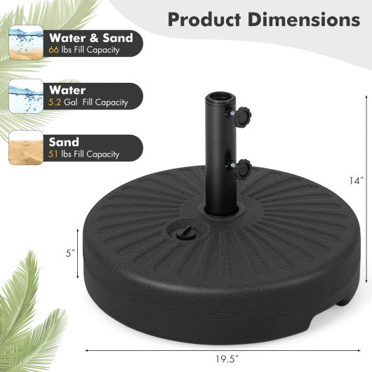 19.5 Inch Fillable Round Umbrella Base Stand for Yard Garden Poolside-Black Online