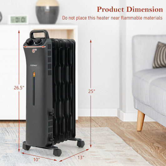 1500W Oil Filled Space Heater with 3-Level Heat Cheap