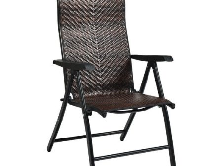 Patio Rattan Folding Chair with Armrest Online Hot Sale