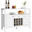 Elegant Classical Multifunctional Wooden Wine Cabinet Table White Discount