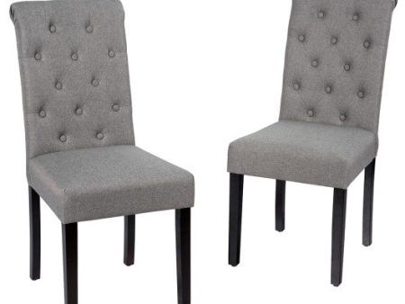 2 Pieces Tufted Dining Chair Set with Adjustable Anti-Slip Foot Pads-Gray Online