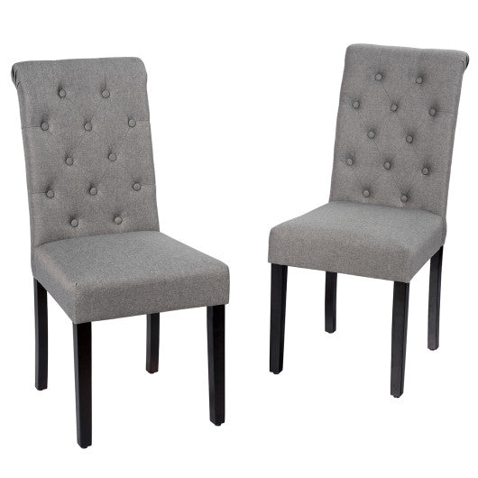 2 Pieces Tufted Dining Chair Set with Adjustable Anti-Slip Foot Pads-Gray Online