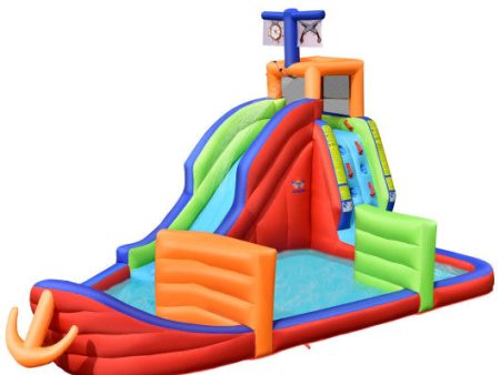 6-in-1 Kids Pirate Ship Water Slide Inflatable Bounce House with Water Guns Without Blower For Sale