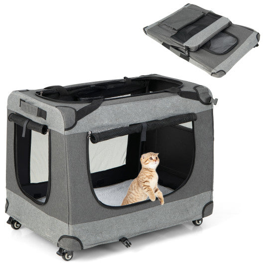 Portable Folding Dog Soft Crate Cat Carrier with 4 Lockable Wheels-XXL Online