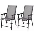 Set of 2 Outdoor Patio Folding Chairs-Gray Fashion