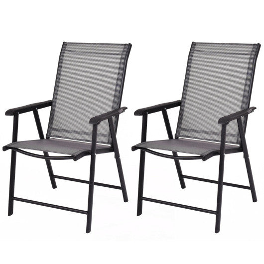 Set of 2 Outdoor Patio Folding Chairs-Gray Fashion