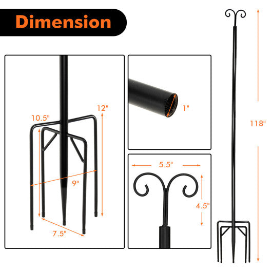 String Light Poles 2 Pack Outdoor Metal Poles with Top Arc Hook and 5-Prong Base-10 ft Online Sale