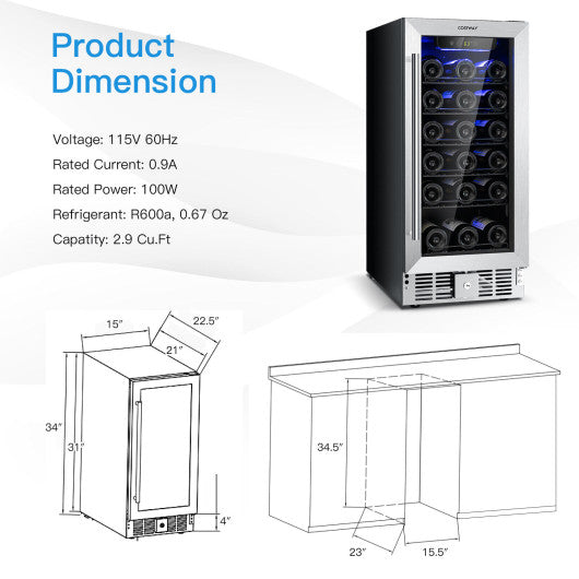 15 Inch 30-Bottle Wine Cooler with Temperature Memory Discount