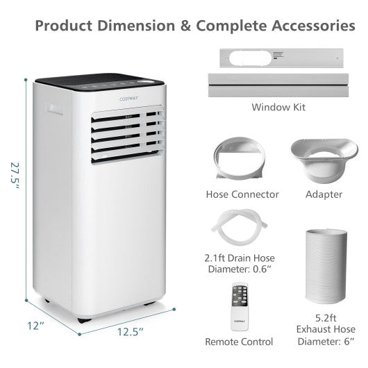 10000 BTU Portable Air Conditioner with Fan Dehumidifier Sleep Mode-White Hot on Sale