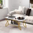 2-Tier Coffee Table Gold Rectangle for Living Room-Golden For Discount