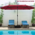 15 Feet Patio Double-Sided Umbrella with Hand-Crank System-Dark Red Cheap