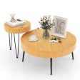 2 Set of Wooden Coffee Table with Metal Legs and Adjustable Foot Pads-Radial Pattern Online Sale