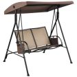 2-Person Patio Swing with Adjustable Canopy and 2 Storage Pocket-Brown Online Sale