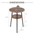 2-Tier Round End Table with Open Shelf and Triangular Metal Frame-Walnut on Sale