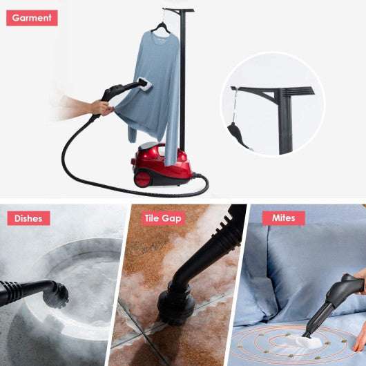 2000W Heavy Duty Multi-purpose Steam Cleaner Mop with Detachable Handheld Unit-Red For Discount