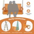 2-Person Wooden Porch Swing with Hanging Chains for Garden Yard-Natural Online now