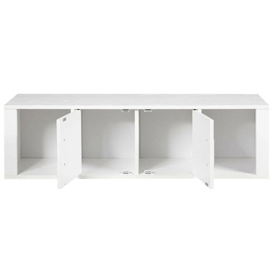 Wall Mounted Floating 2 Door Desk Hutch Storage Shelves-White Cheap