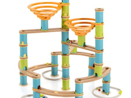 162 Pieces Bamboo Marble Run Educational Learning Toy Set For Sale