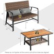 2 Pieces Patio Rattan Coffee Table Set with Shelf For Discount