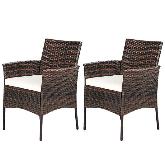 2 Pieces Outdoor PE Rattan Armchairs with Removable Cushions Hot on Sale