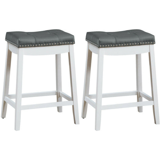 Set of 2 24-Inch Height Backless Counter Stool with Footrest-White For Cheap