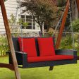 2-Person Patio Rattan Porch Swing with Cushions-Red Online Sale