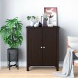 2-Door Bathroom Floor Storage Cabinet Space Saver Organizer-Brown Fashion