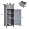 Wooden Storage Free-Standing Floor Cabinet with Drawer and Shelf-Gray Supply