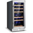 30-Bottle Freestanding Wine Cooler with Temp Memory and Dual Zones -Silver Fashion