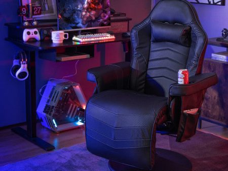 Massage Video Gaming Recliner Chair with Adjustable Height-Black Online Sale