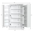 17-Tier Kitchen Pantry Cabinet with 2 Doors and 6 Adjustable Shelves-White For Cheap