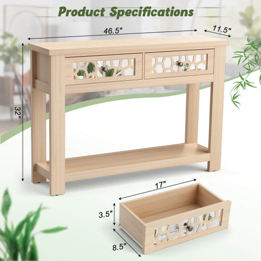 2-Tier Console Table with Drawers and Open Storage Shelf-Natural Online Hot Sale