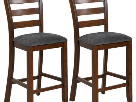 2 Pieces Counter Height Chairs with Fabric Seat and Rubber Wood Legs Online now