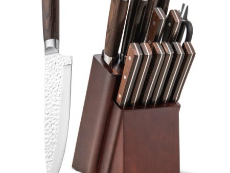 15 Pieces Stainless Steel Knife Block Set with Ergonomic Handle Discount