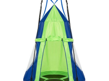 2-in-1 40 Inch Kids Hanging Chair Detachable Swing Tent Set-Green Online