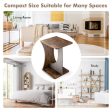 2-Tier Compact C-shape Sofa Side Table-Rustic Brown For Discount