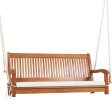 2-Person Hanging Porch Swing Wood Bench with Cushion Curved Back Cheap