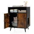 Industrial Cat Litter Box Enclosure with Entry and Open Compartment-Rustic Brown Sale