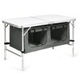 Height Adjustable Folding Camping  Table-Gray For Sale