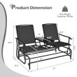 2-Person Double Rocking Loveseat with Mesh Fabric and Center Tempered Glass Table-Black Online now