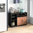 Industrial Sideboard Cabinet with Removable Wine Rack and Glass Holder Discount