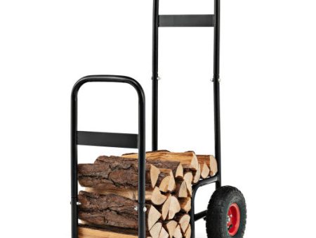 Firewood Log Cart Carrier with Wear-Resistant and Shockproof Rubber Wheels For Cheap