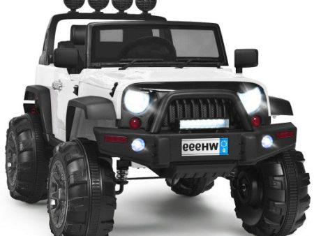 12 V Kids Ride On Truck with Remote Control and Double Magnetic Door-White Hot on Sale