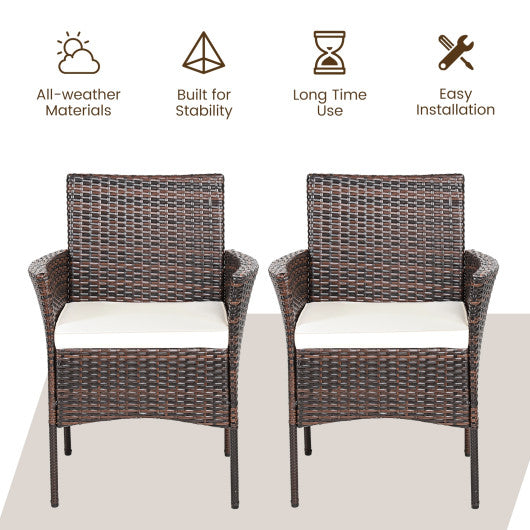 2 Pieces Outdoor PE Rattan Armchairs with Removable Cushions Hot on Sale