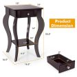 2-Tier End Table with Drawer and Shelf for Living Room Bedroom-Brown Hot on Sale