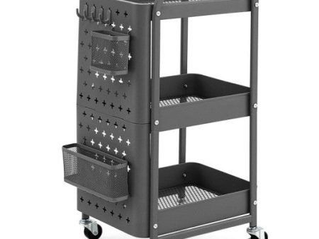 3-Tier Utility Storage Cart with DIY Pegboard Baskets-Gray Online Sale